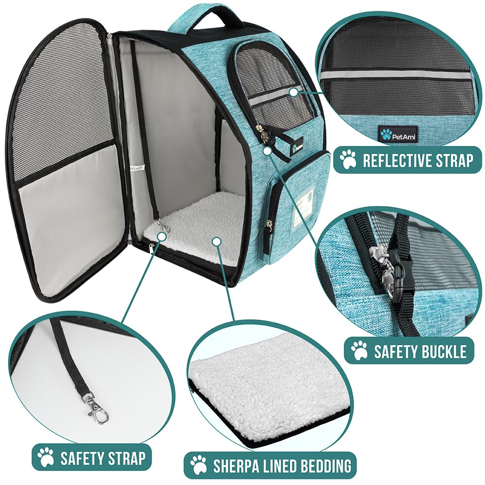 PetAmi Dog Backpack Carrier Airline Approved Cat Pet Puppy Bag, Grey