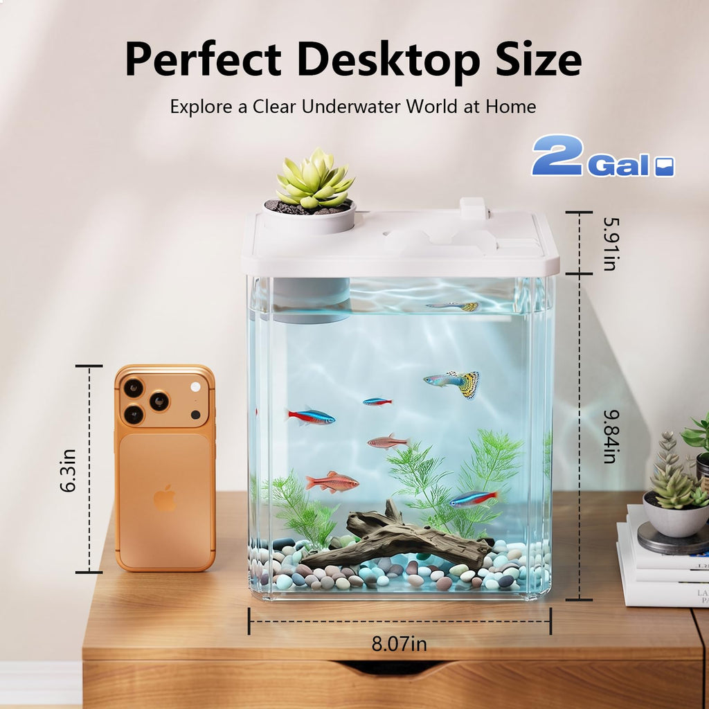 5 Gallon Fish Tank Aquarium Starter Kit with Filter and Light(Large Black)