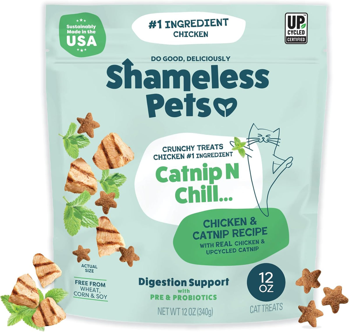 Shameless Pets Crunchy inCat Treats - Kitty Treats for Cats with Skin & Coat Support, Natural Ingredients Kitten Treats with Real Salmon, Healthy Flavored Feline Snacks - Yam Good Salmon, 1-Pk