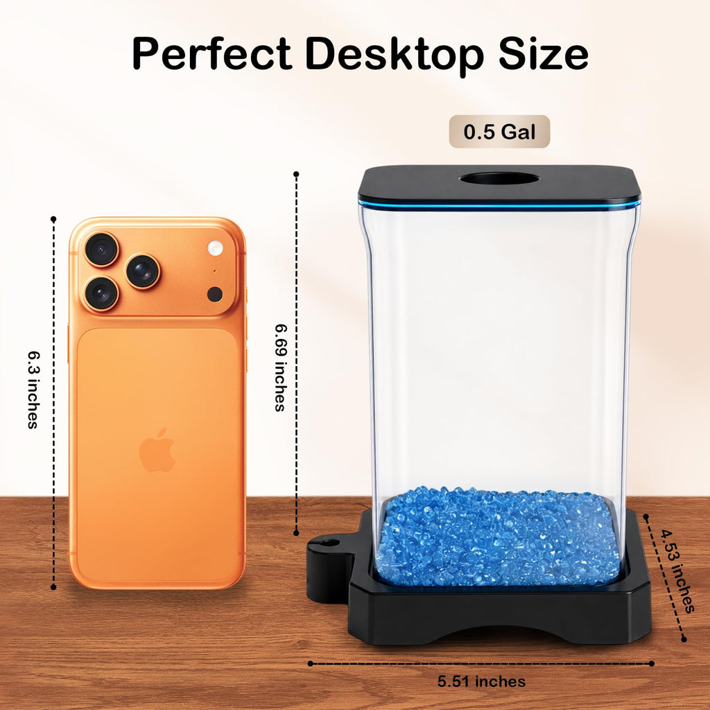 5 Gallon Fish Tank Aquarium Starter Kit with Filter and Light(Large Black)