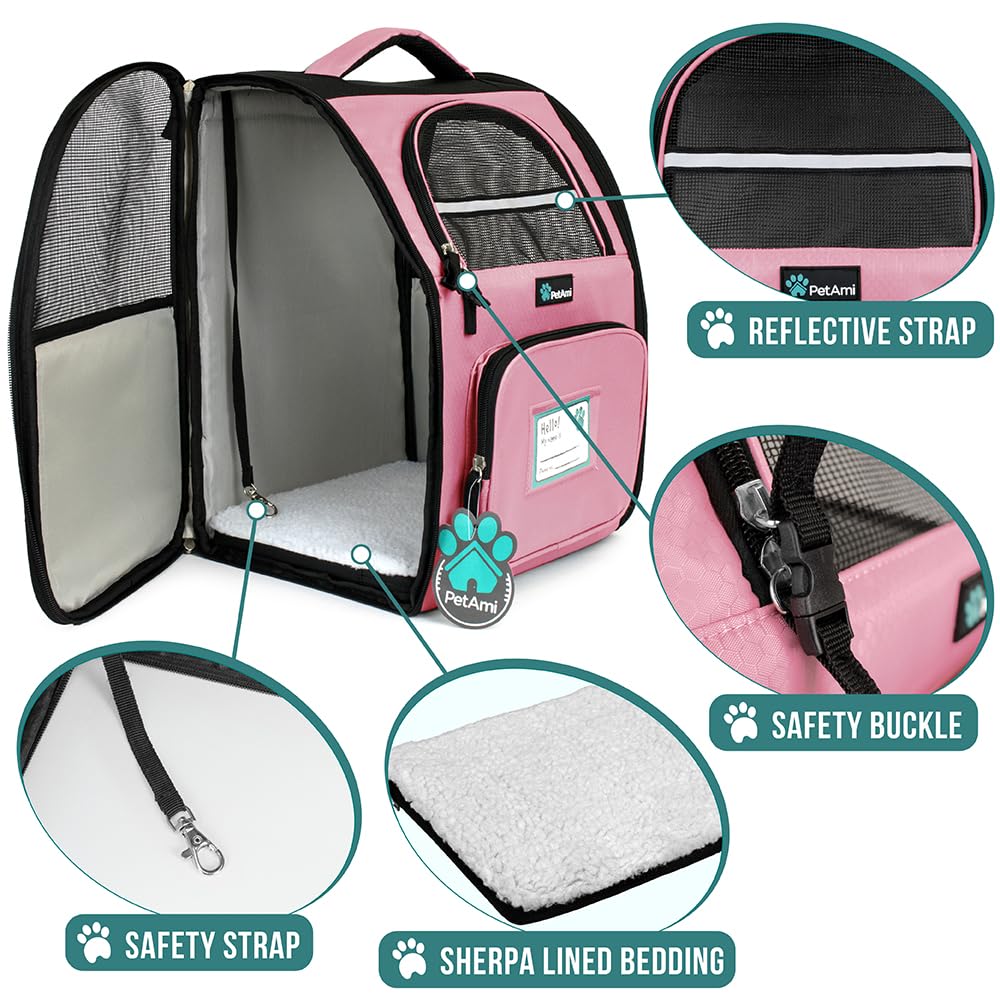 PetAmi Dog Backpack Carrier Airline Approved Cat Pet Puppy Bag, Grey