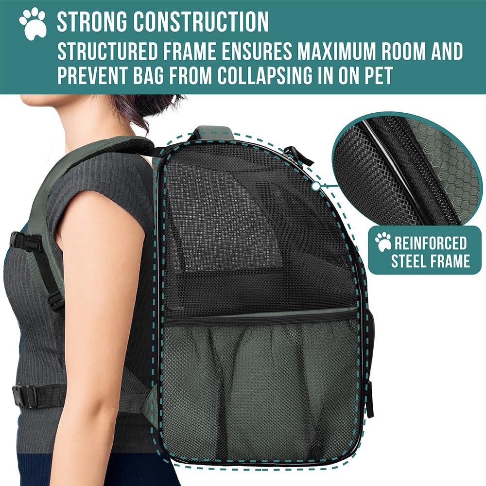 PetAmi Dog Backpack Carrier Airline Approved Cat Pet Puppy Bag, Grey