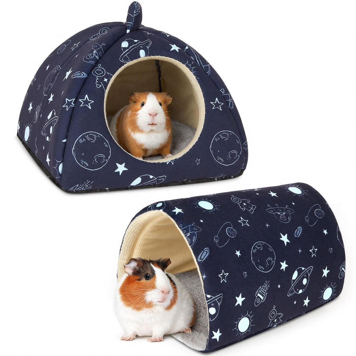 Bienbee Guinea Pig Hideout, 2 Piece Washable Set for Small Animals Small