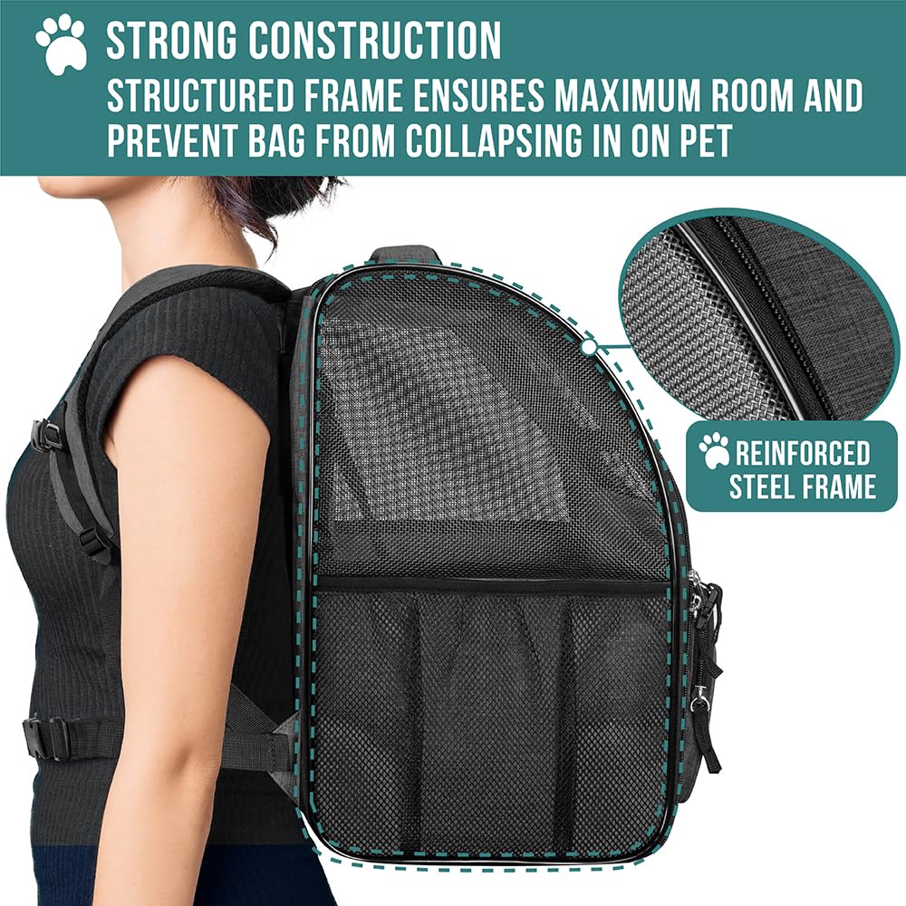 PetAmi Dog Backpack Carrier Airline Approved Cat Pet Puppy Bag, Grey