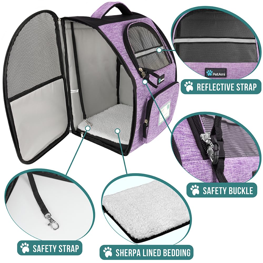 PetAmi Dog Backpack Carrier Airline Approved Cat Pet Puppy Bag, Grey