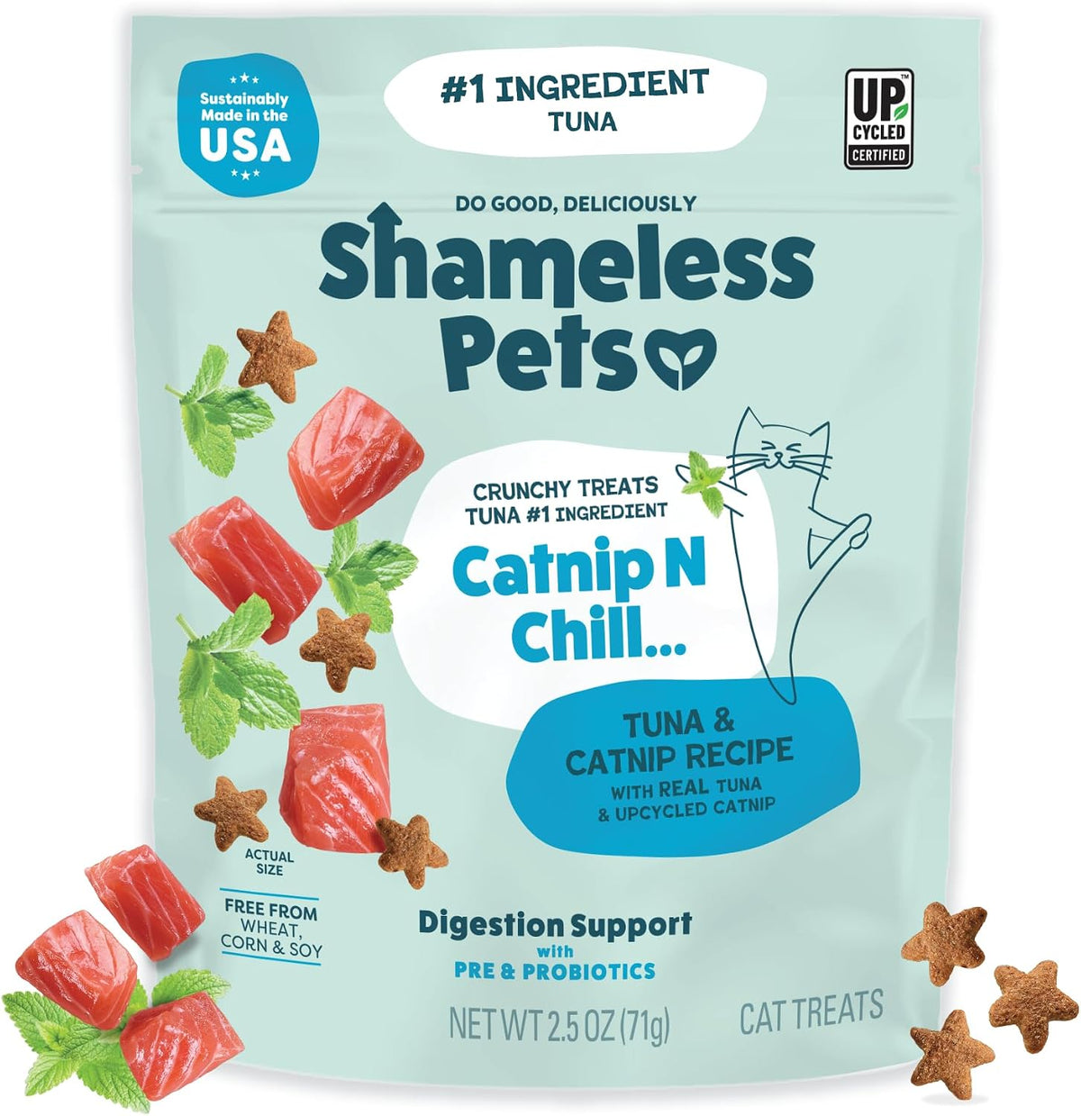 Shameless Pets Crunchy inCat Treats - Kitty Treats for Cats with Skin & Coat Support, Natural Ingredients Kitten Treats with Real Salmon, Healthy Flavored Feline Snacks - Yam Good Salmon, 1-Pk