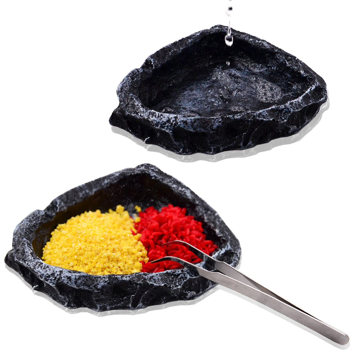 AcceLeah 2 Pack Reptile Food Bowls for Leopard Gecko Lizard Spider Scorpion