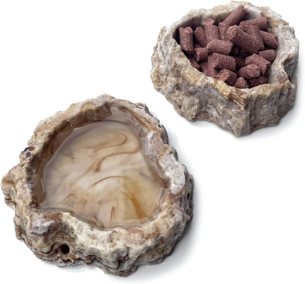 AcceLeah 2 Pack Reptile Food Bowls for Leopard Gecko Lizard Spider Scorpion