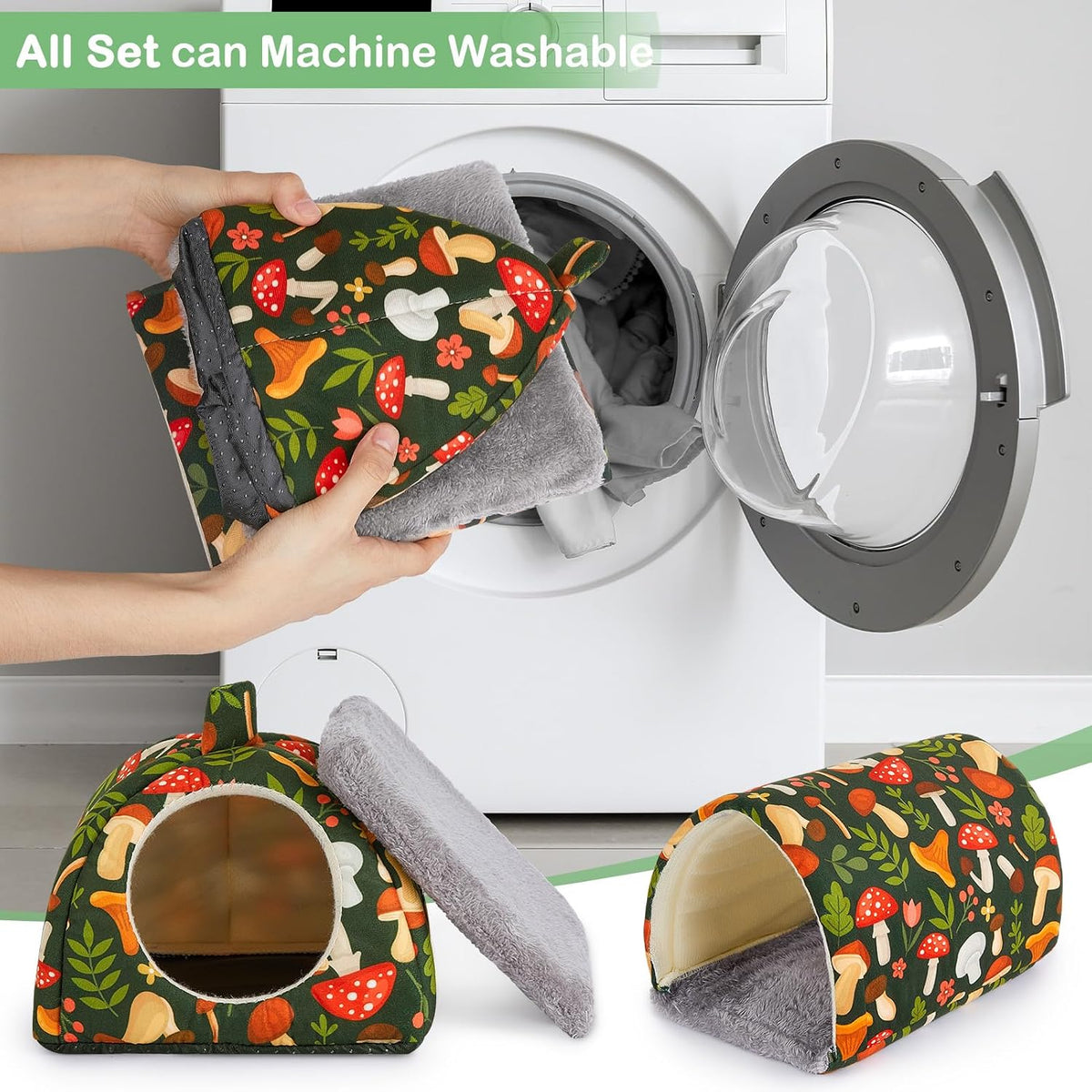 Bienbee Guinea Pig Hideout, 2 Piece Washable Set for Small Animals Small