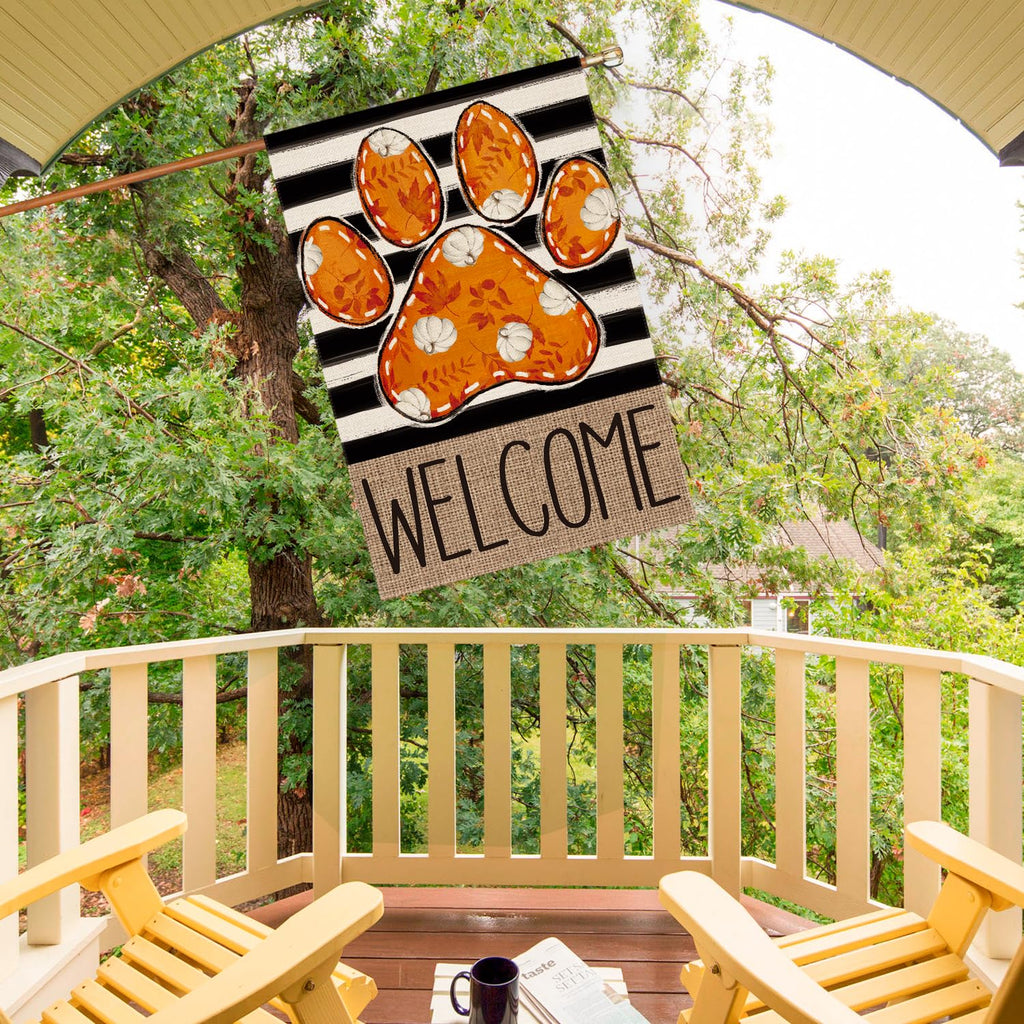 AVOIN colorlife Paw Print Fall Garden Flag 12x18 Inch Outside