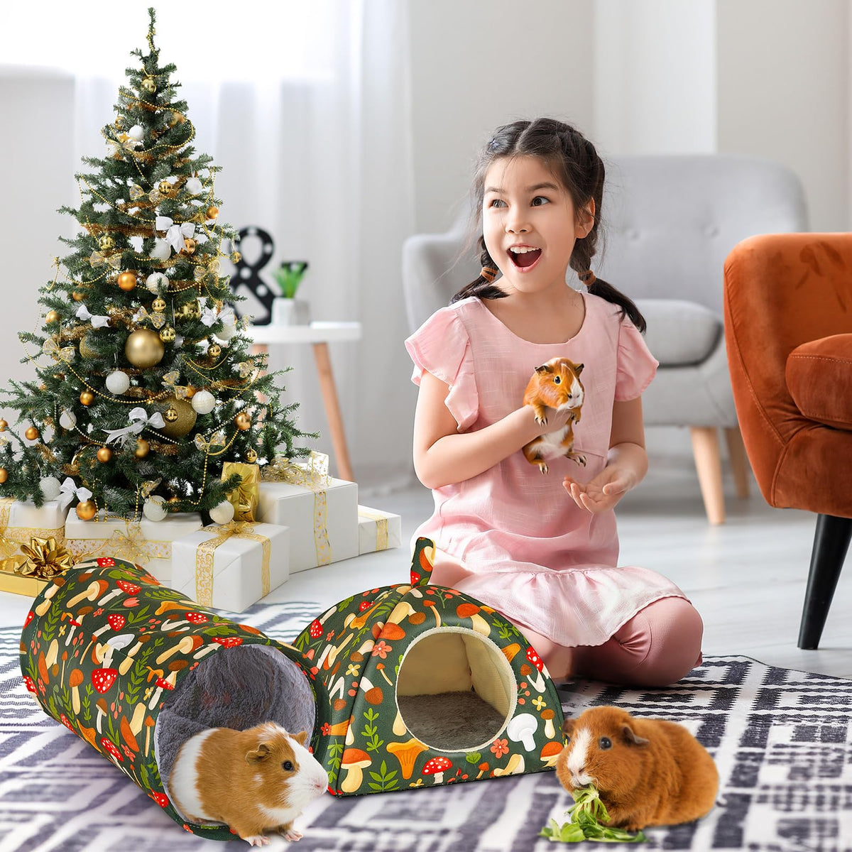 Bienbee Guinea Pig Hideout, 2 Piece Washable Set for Small Animals Small