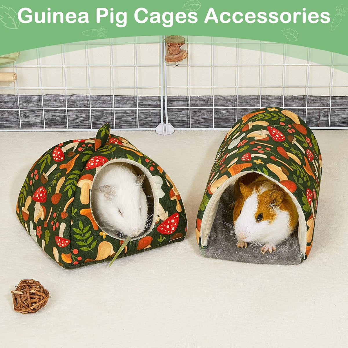 Bienbee Guinea Pig Hideout, 2 Piece Washable Set for Small Animals Small