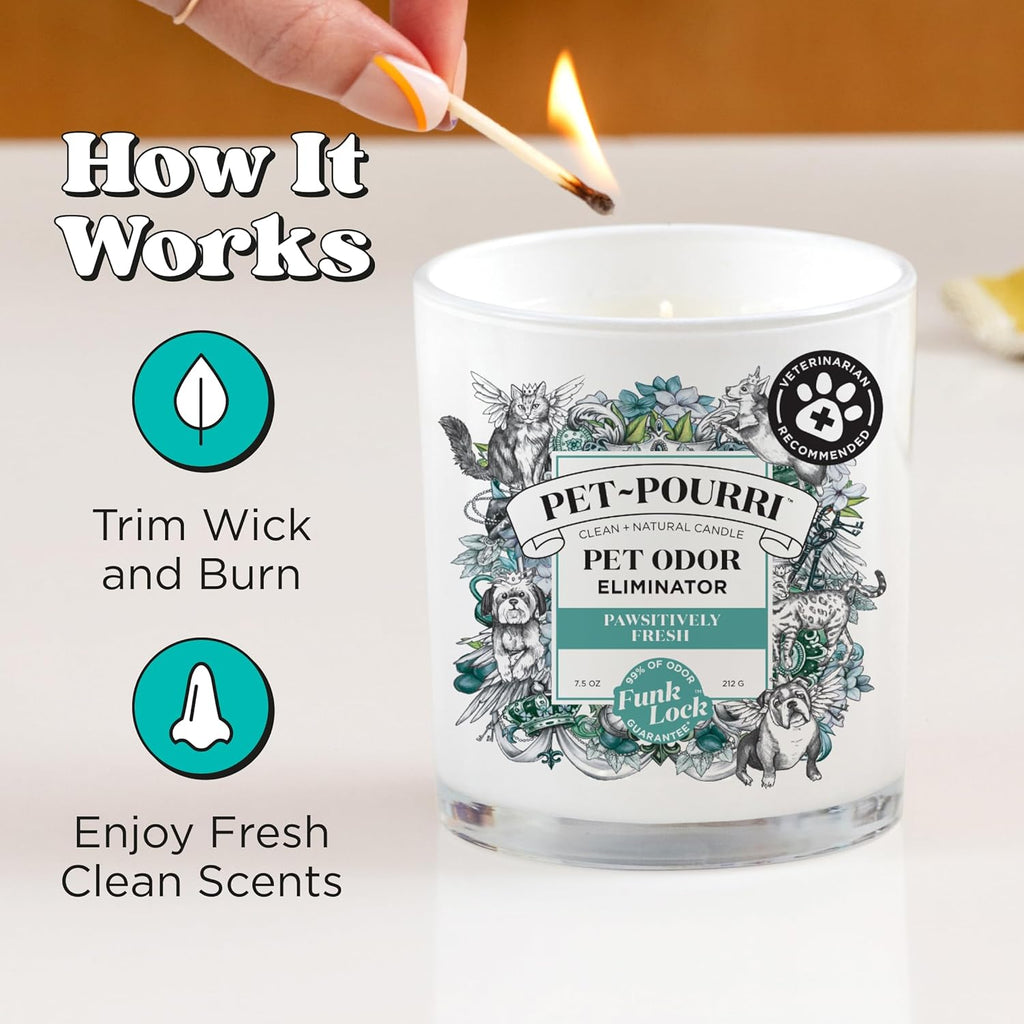 Pet-Pourri Pawsitively Fresh Pet Odor Deodorizer Candle, 7.5 Oz