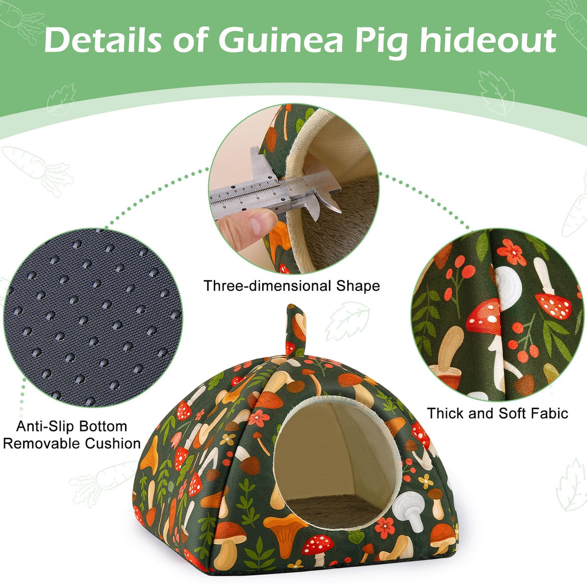 Bienbee Guinea Pig Hideout, 2 Piece Washable Set for Small Animals Small