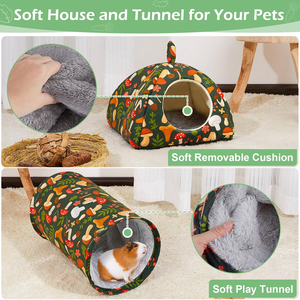 Bienbee Guinea Pig Hideout, 2 Piece Washable Set for Small Animals Small