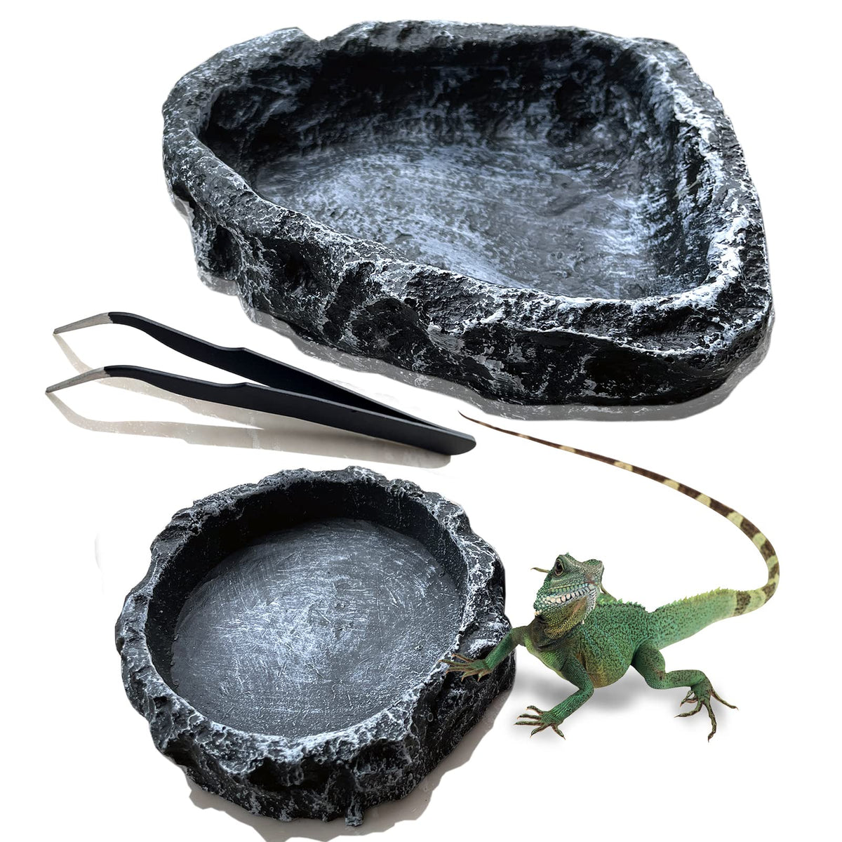 AcceLeah 2 Pack Reptile Food Bowls for Leopard Gecko Lizard Spider Scorpion