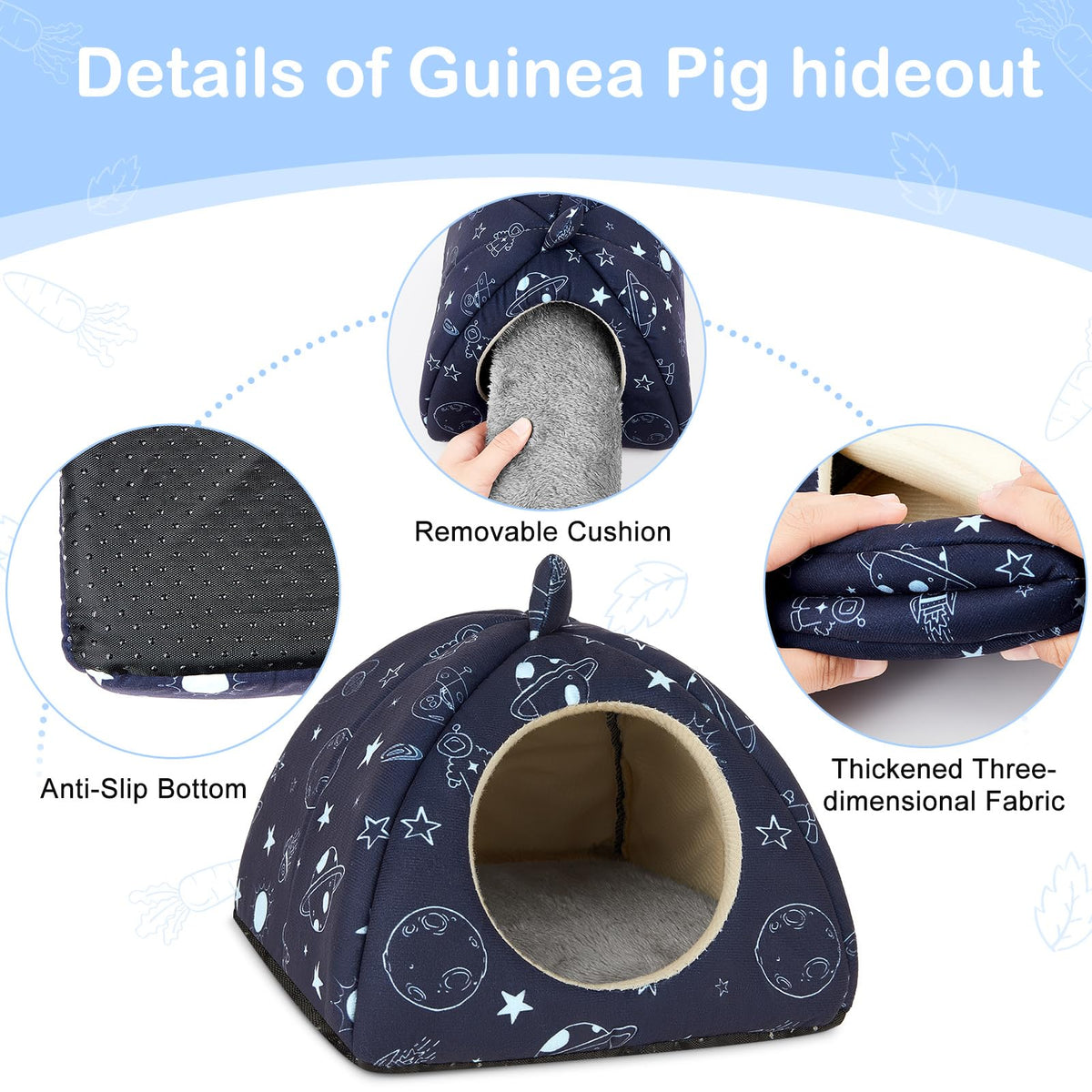 Bienbee Guinea Pig Hideout, 2 Piece Washable Set for Small Animals Small