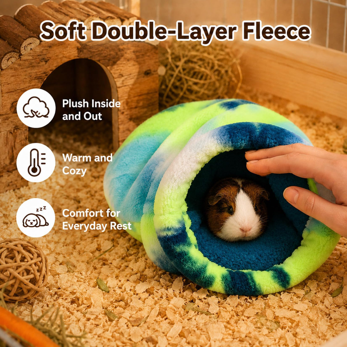 RAINFLOW Cute Guinea Pig Snuggle Sack - Fleece Small Animal Sleep Bag, Pink