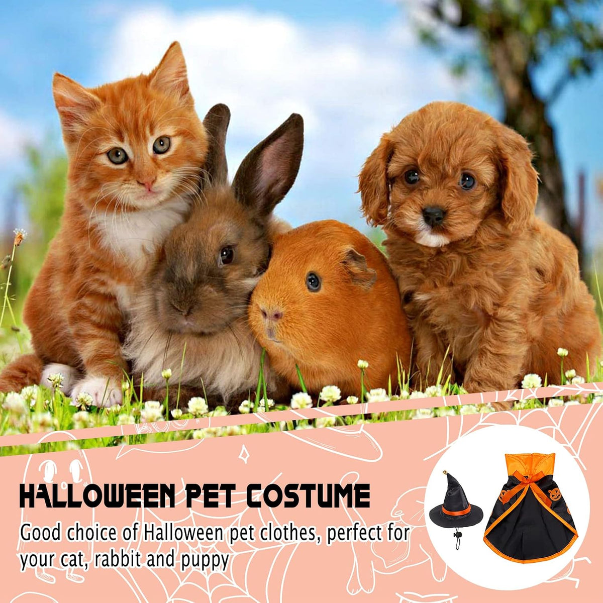 Halloween Costumes for Small Cats Witch Cloak Wizard Hat Cat Halloween Accessories Pet Costumes for Pet Cat Small Dog Cosplay Party Decorations