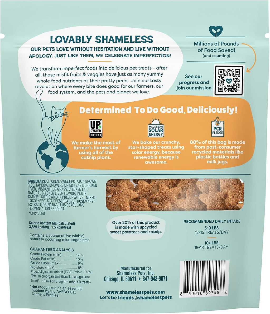 Shameless Pets Crunchy inCat Treats - Kitty Treats for Cats with Skin & Coat Support, Natural Ingredients Kitten Treats with Real Salmon, Healthy Flavored Feline Snacks - Yam Good Salmon, 1-Pk