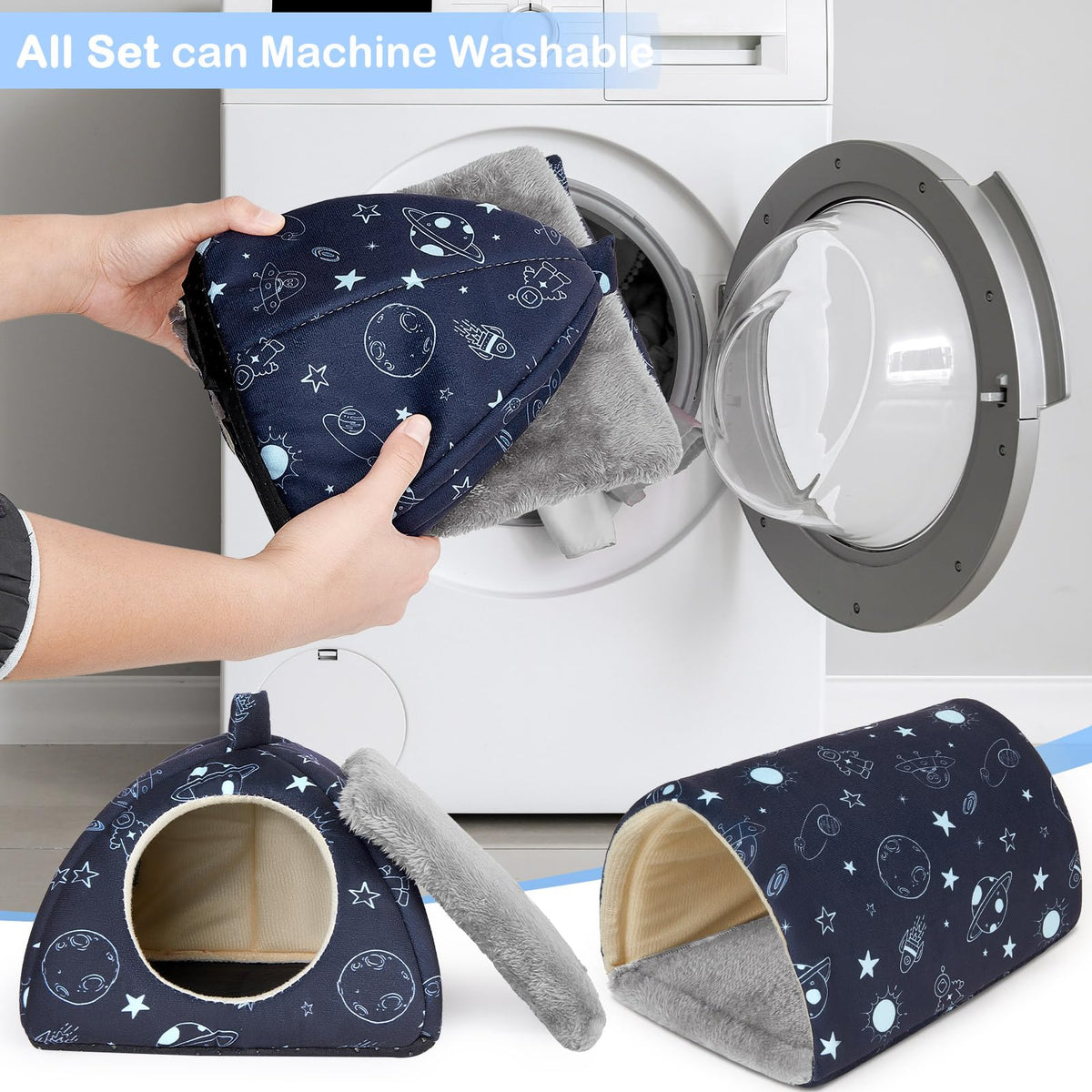 Bienbee Guinea Pig Hideout, 2 Piece Washable Set for Small Animals Small