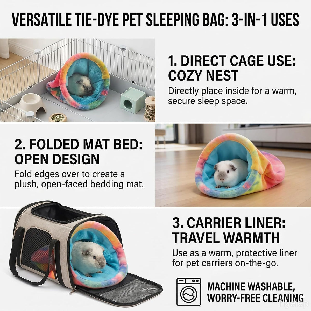 RAINFLOW Cute Guinea Pig Snuggle Sack - Fleece Small Animal Sleep Bag, Pink
