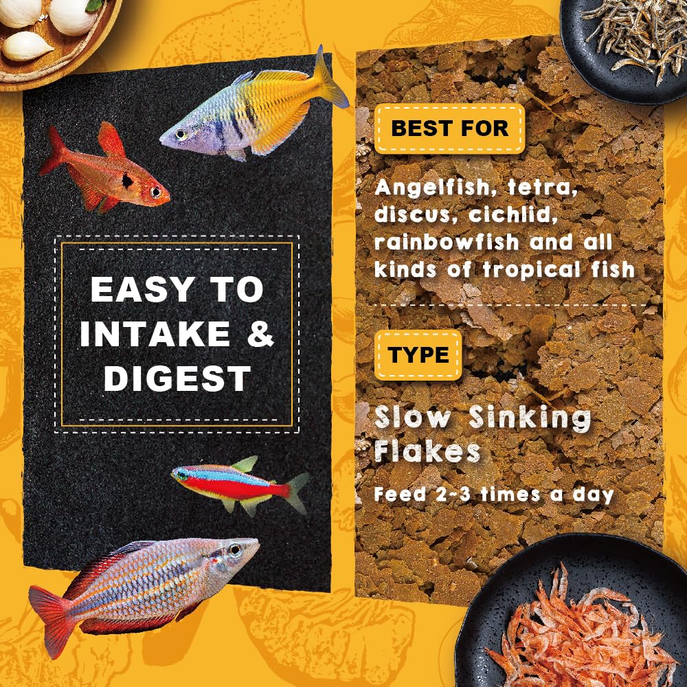 Ultra Fresh Tropical Fish Flakes Food, Color Boosting, All Natural, Complete Nutrition for Tropical Fish, Discus, Angelfish 0.7oz