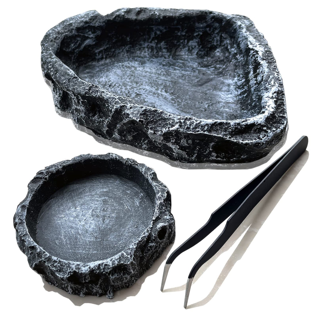 AcceLeah 2 Pack Reptile Food Bowls for Leopard Gecko Lizard Spider Scorpion