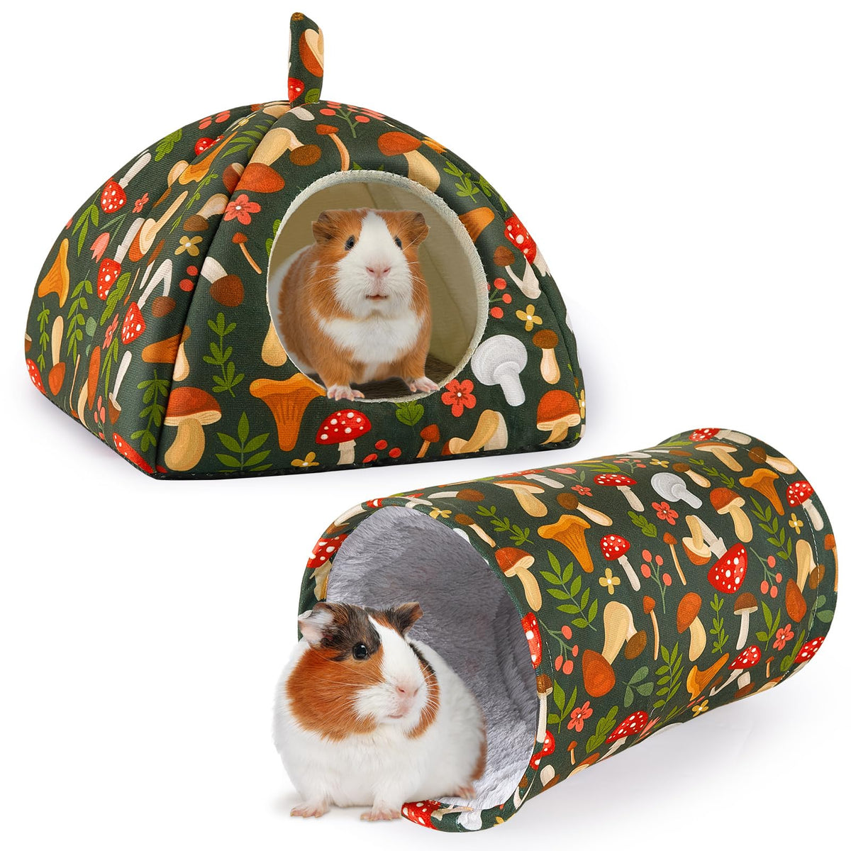 Bienbee Guinea Pig Hideout, 2 Piece Washable Set for Small Animals Small