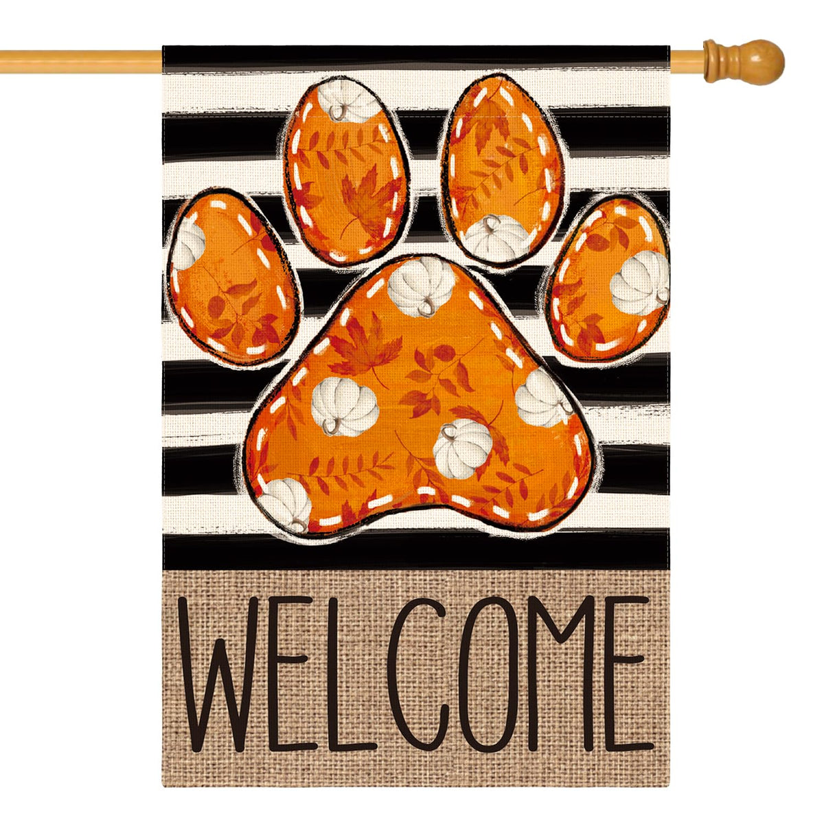 AVOIN colorlife Paw Print Fall Garden Flag 12x18 Inch Outside