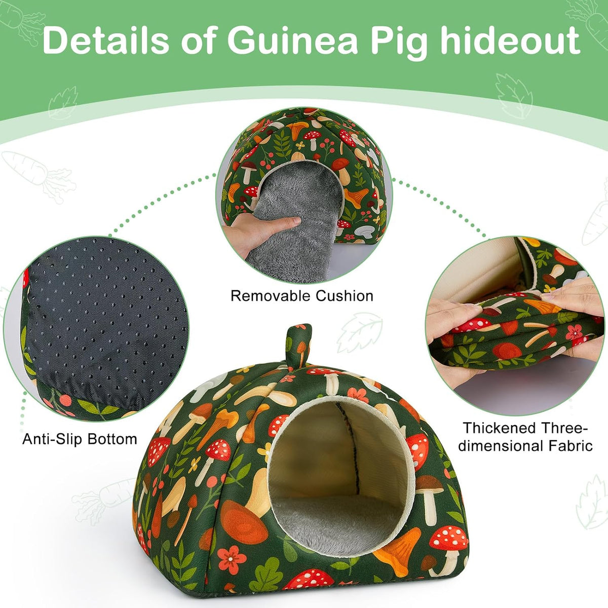 Bienbee Guinea Pig Hideout, 2 Piece Washable Set for Small Animals Small