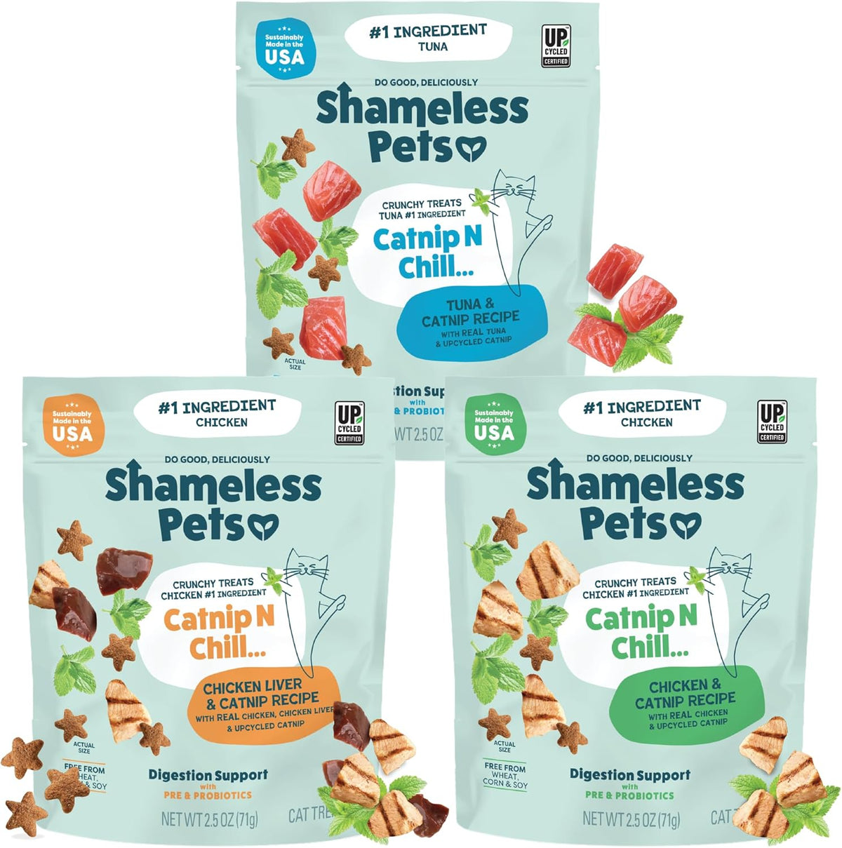 Shameless Pets Crunchy inCat Treats - Kitty Treats for Cats with Skin & Coat Support, Natural Ingredients Kitten Treats with Real Salmon, Healthy Flavored Feline Snacks - Yam Good Salmon, 1-Pk