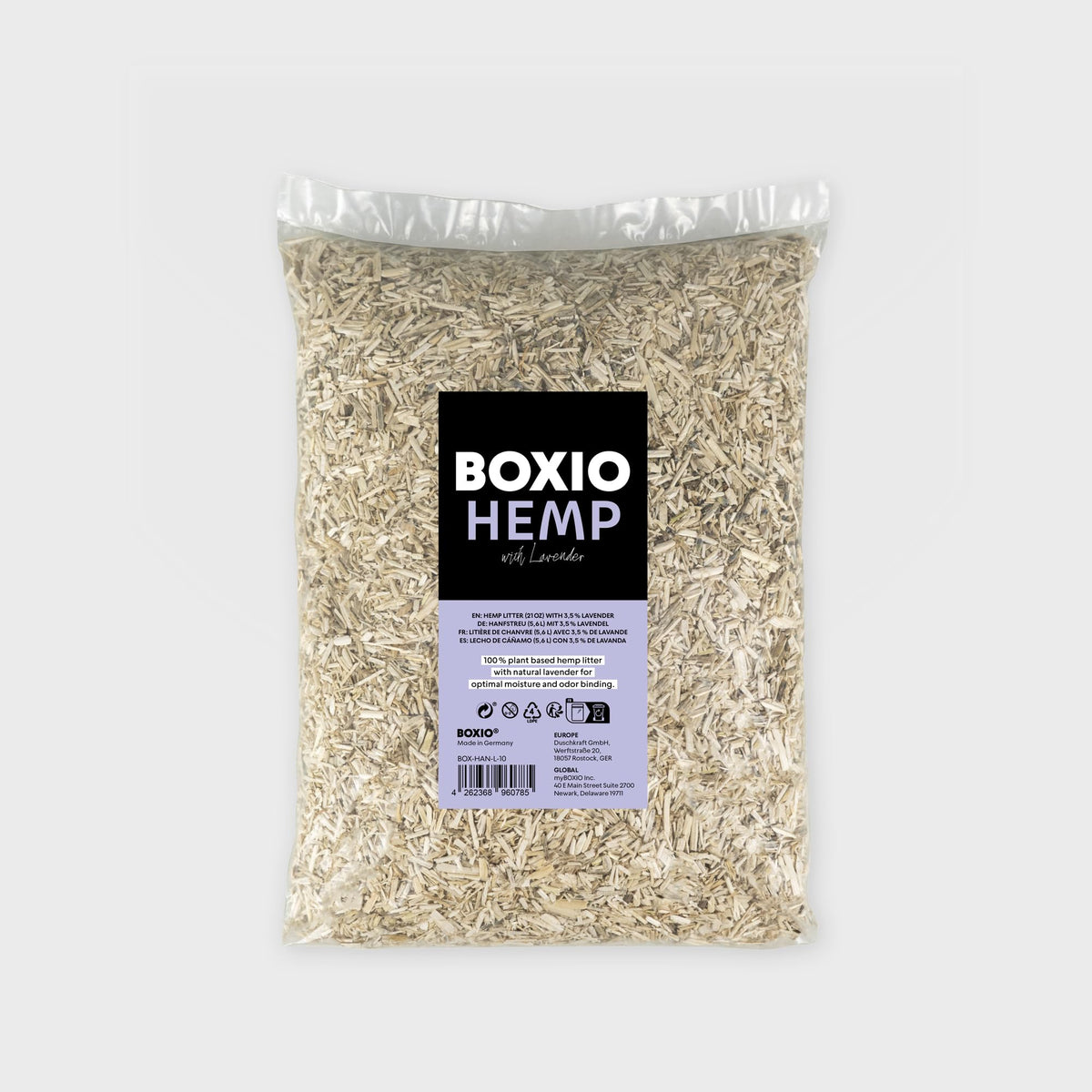 BOXIO - Hemp Lavender: 5.6 L Odour Neutraliser - Ideal for Camping Toilet Separation Toilet and Composting Toilet But Also as Rabbit Litter for Hamsters Small Animal Litter or Rabbit Litter