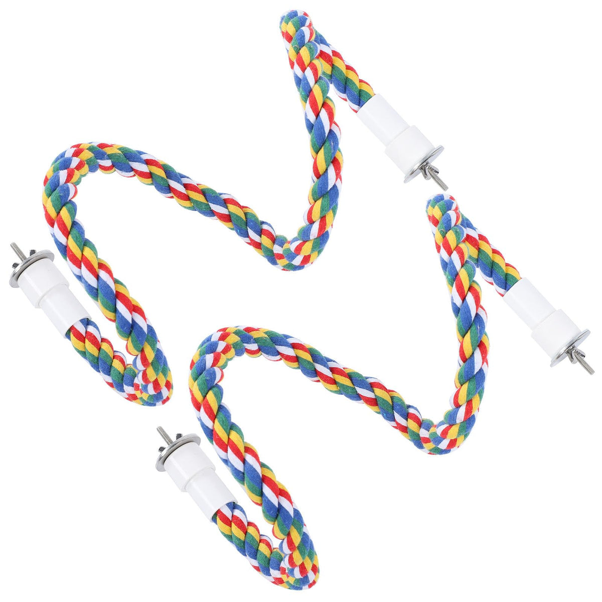 HEEPDD 2Pcs Bird Rope Perch 80cm/31.5in Colorful Cotton Rope Spiral Toys Bird Bungee Rope Perches Parakeet Toys for Parakeets Budgie Cockatiels Conures Lovebirds Finches