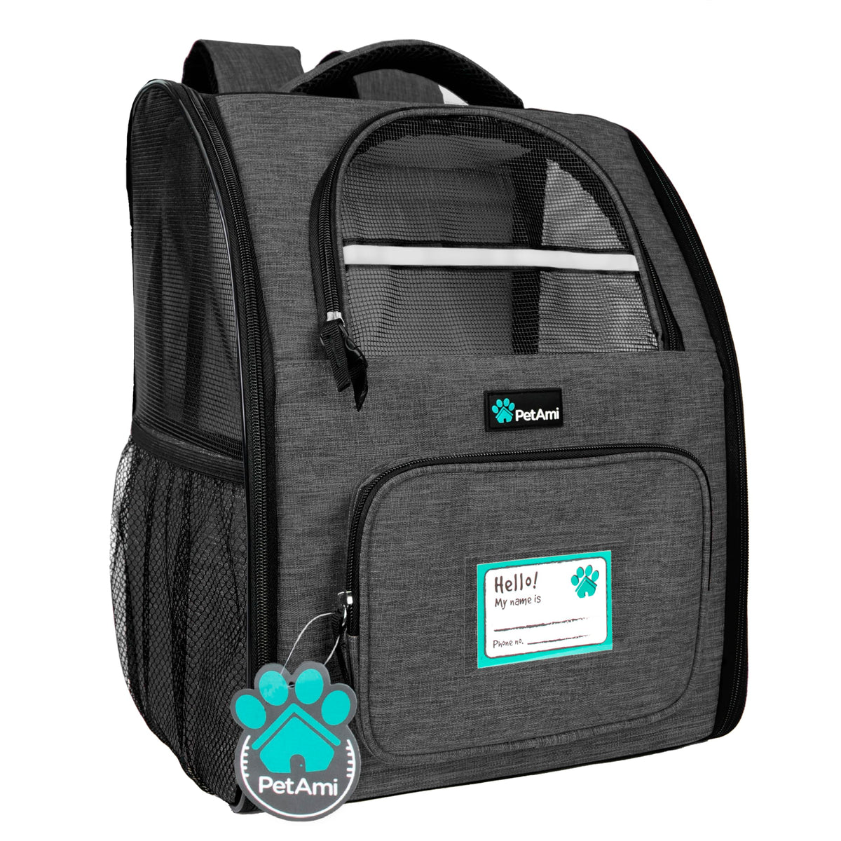 PetAmi Dog Backpack Carrier Airline Approved Cat Pet Puppy Bag, Grey