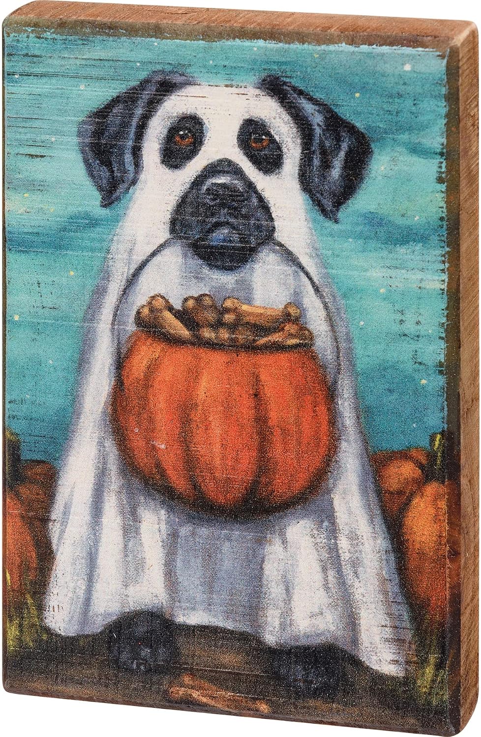 Primitives By Kathy 113689 Ghost Dog Block Sign, 6-inch Height