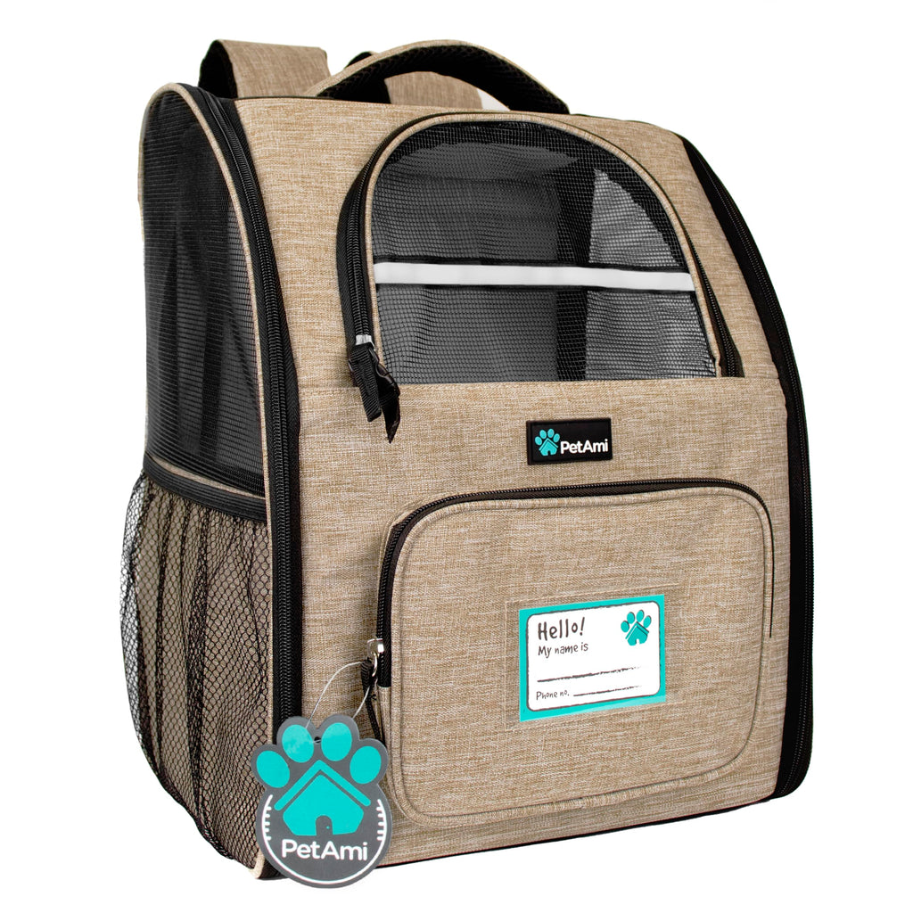 PetAmi Dog Backpack Carrier Airline Approved Cat Pet Puppy Bag, Grey