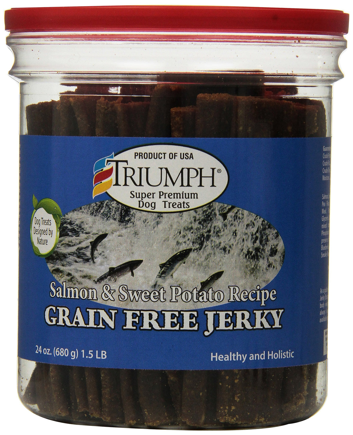 Truimph Super Premium Dog Treats 00851 Dog Salmon & Sweet Potato Jerky 24-Ounce 1.5 Pounds