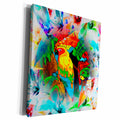 Amazon Parrots with pretty floral background bright... - Museum Grade Canvas Wrap