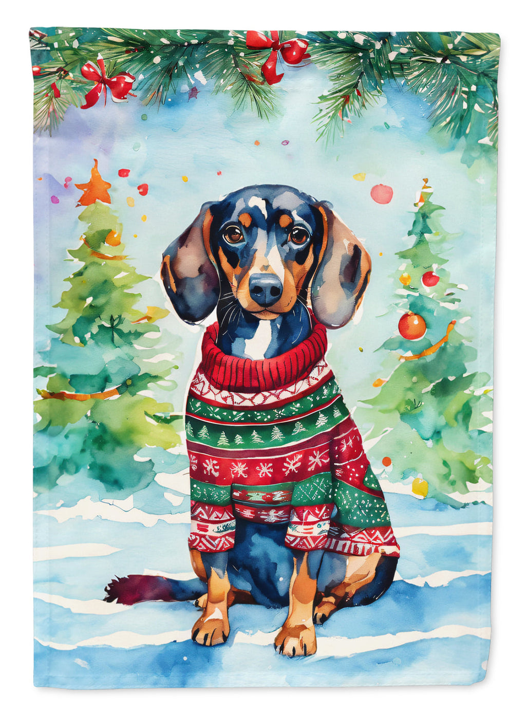 Dachshund Christmas Garden Flag