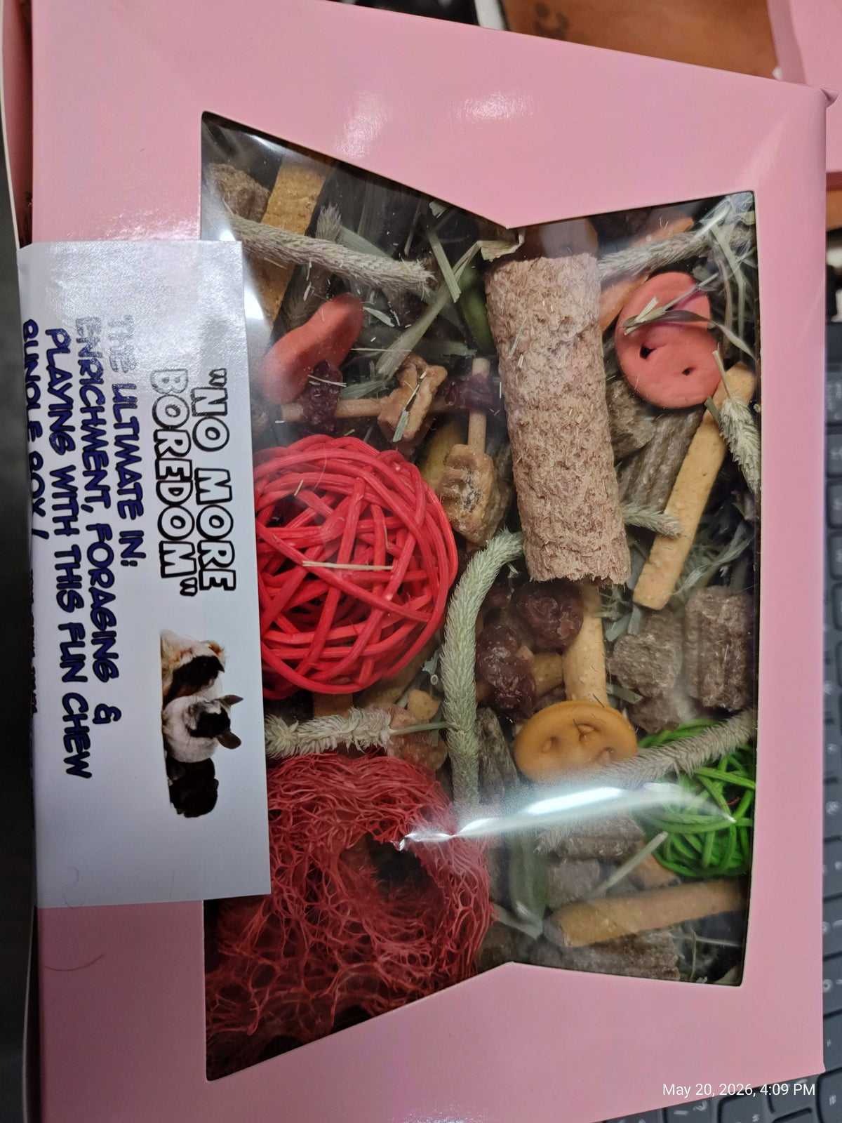 Fun ,Forage & Chew "No More Boredom" Box - Chinchillas, Guinea Pigs, Rabbits