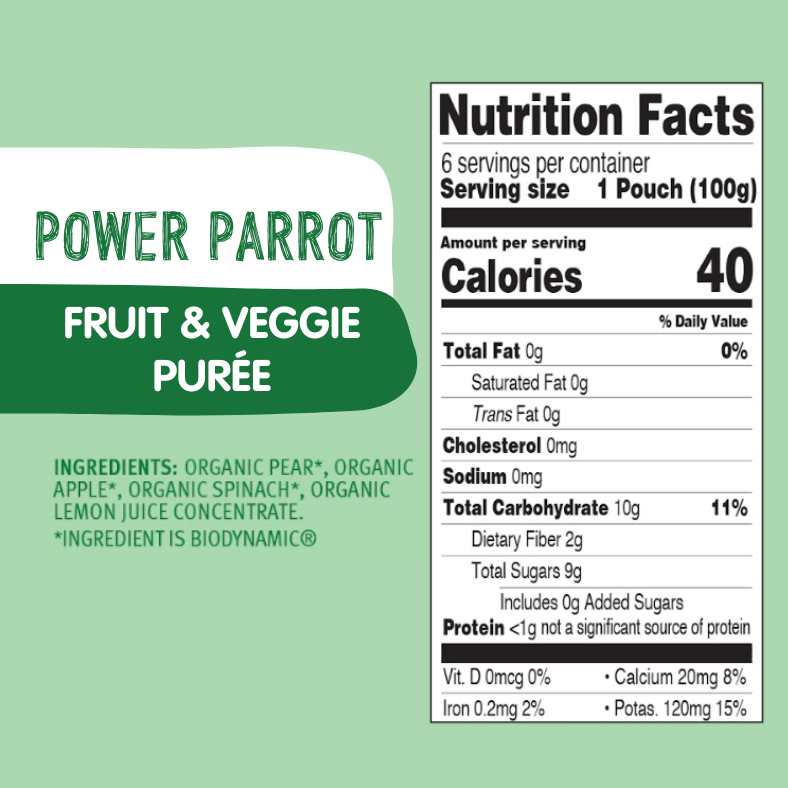 Holle Organic Power Parrot - Fruit & Veggie Purée Pouches