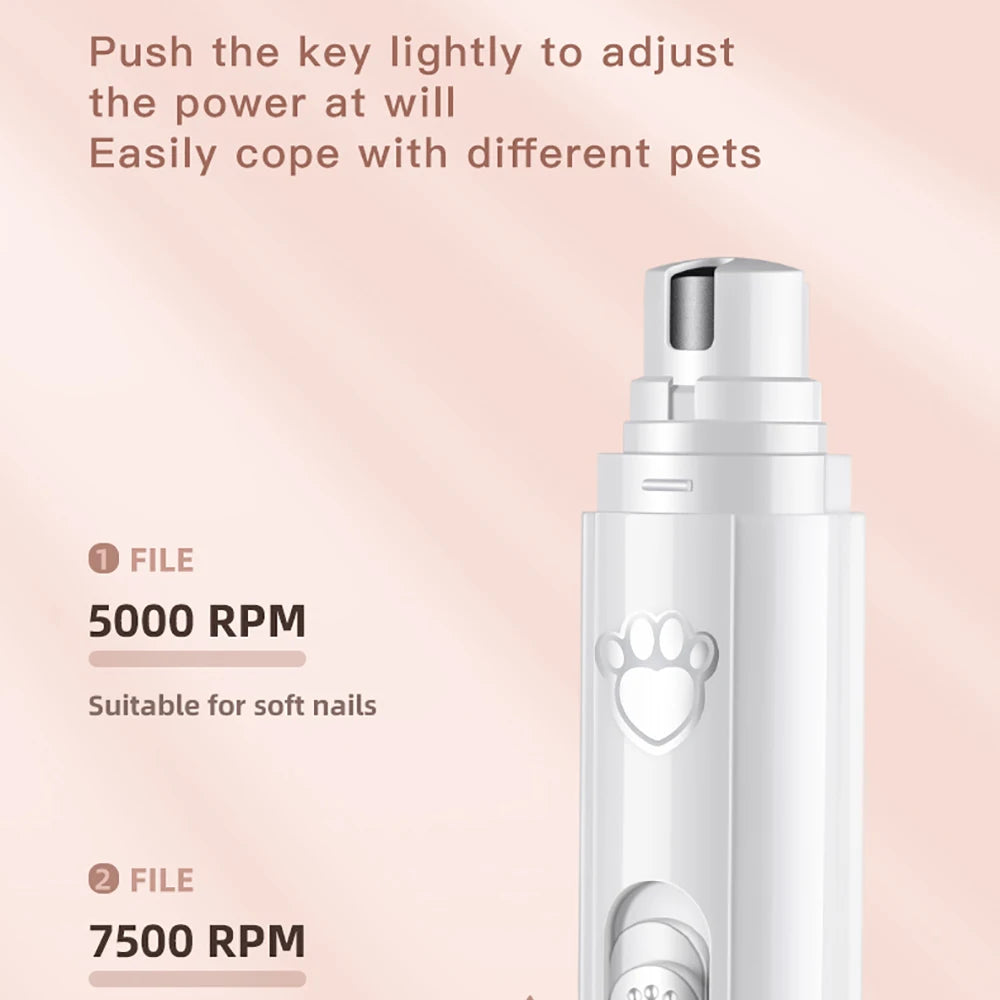 USB Rechargeable Dog Nail Grinder with LED Light