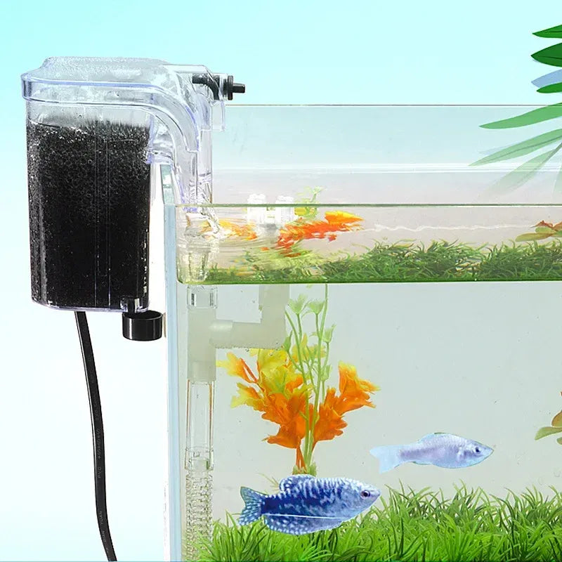 Color: Green, Size: S - Fish tank filter Waterfall filter Cleaning aerobic pump Aquarium wall mounted silent external hanging