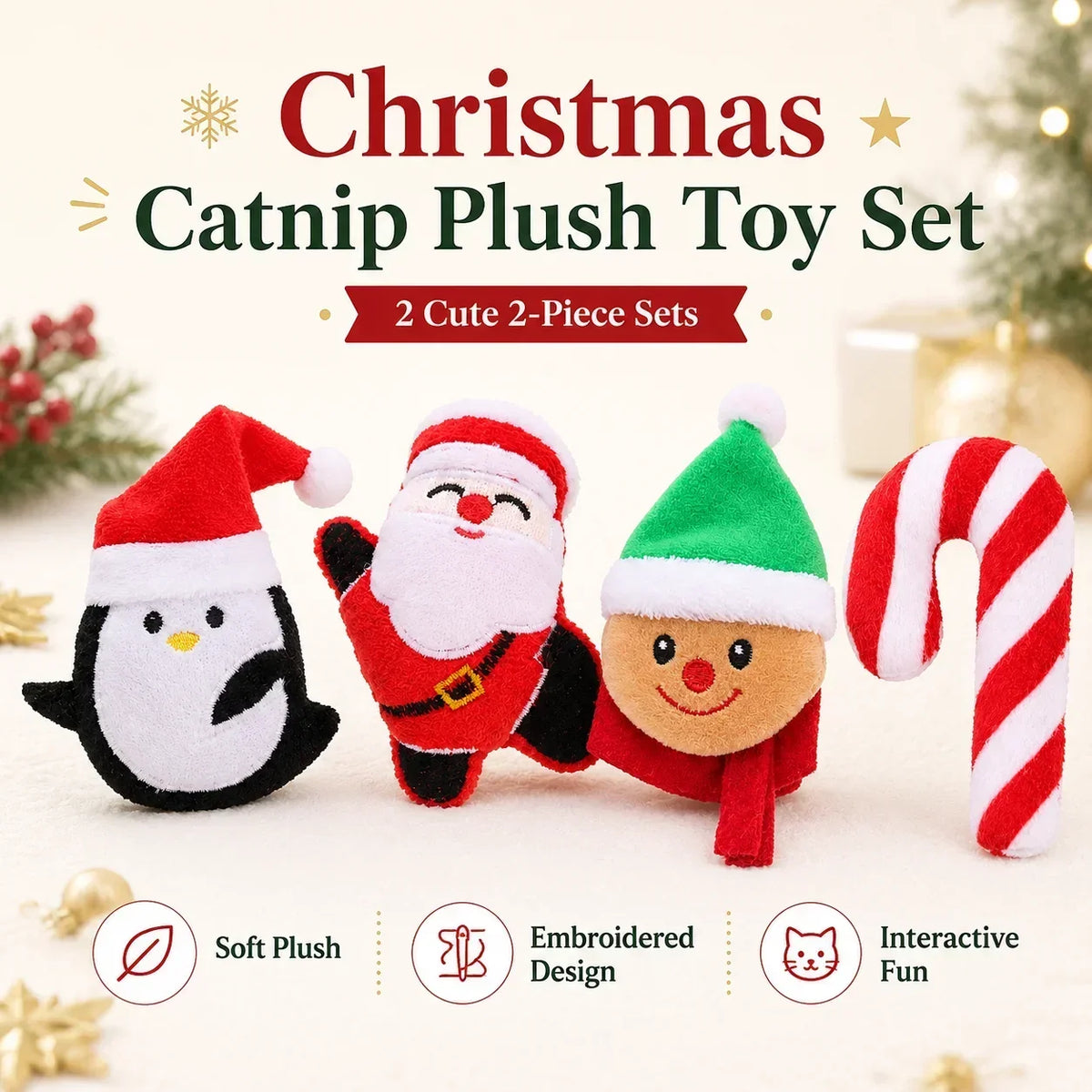 Christmas Catnip Plush Cat Toys – 2-Pack