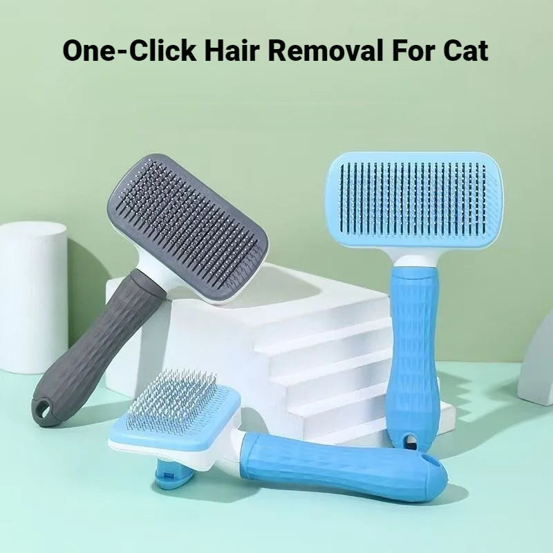 Self-Cleaning Slicker Brush for Dogs & Cats – Gray