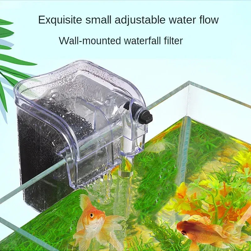 Color: Green, Size: S - Fish tank filter Waterfall filter Cleaning aerobic pump Aquarium wall mounted silent external hanging