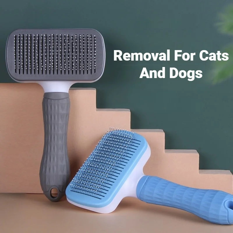 Self-Cleaning Slicker Brush for Dogs & Cats – Gray