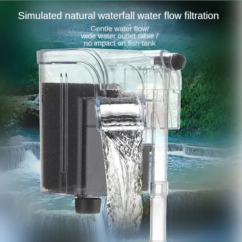 Color: Green, Size: S - Fish tank filter Waterfall filter Cleaning aerobic pump Aquarium wall mounted silent external hanging