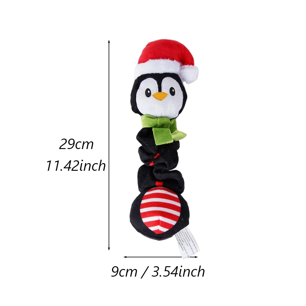 Christmas Plush Squeaky Dog Toy – Santa, Elf, Elk & Snowman